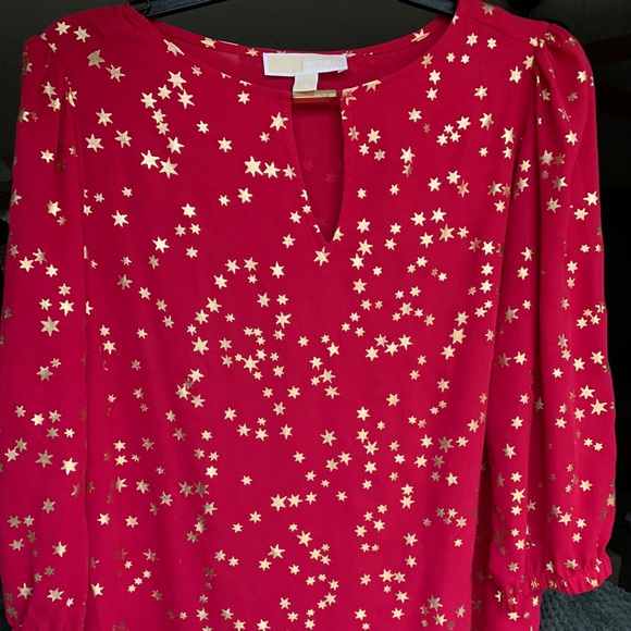 EUC Michael Kors blouse, red w/ gold stars, Sz M - Picture 1 of 1